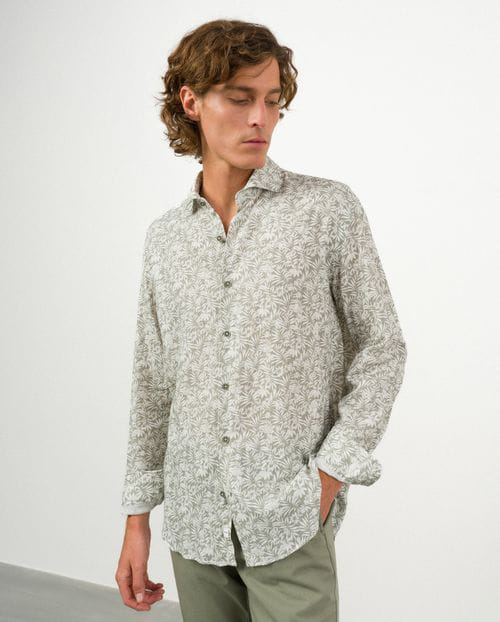 Etiem Camisa sport relaxed fit en estampado floral de lino-rayón Ofertas especiales