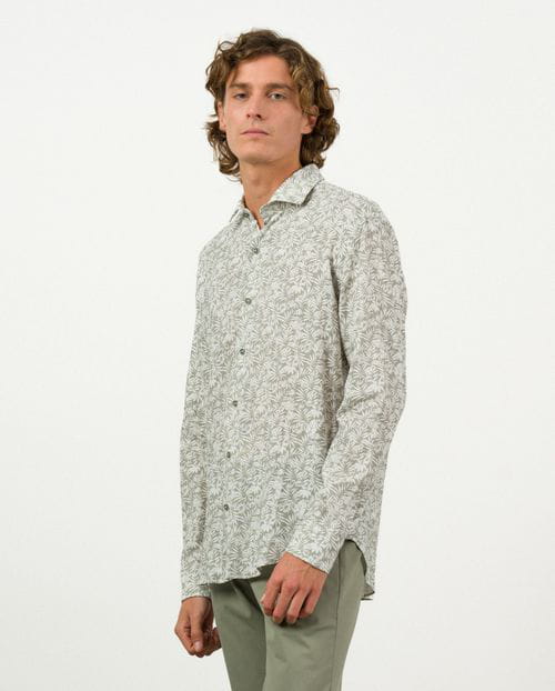 Etiem Camisa sport relaxed fit en estampado floral de lino-rayón Ofertas especiales