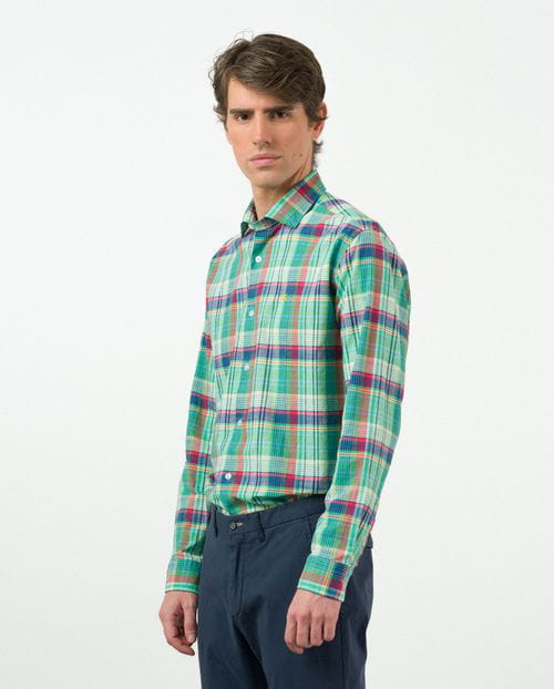 Etiem Camisa sport relaxed fit en cuadro madrás de algodón Grandes ahorros