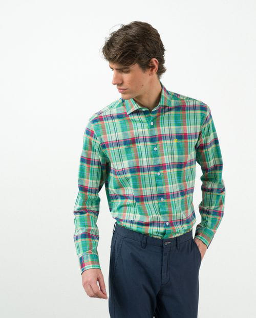 Etiem Camisa sport relaxed fit en cuadro madrás de algodón Grandes ahorros