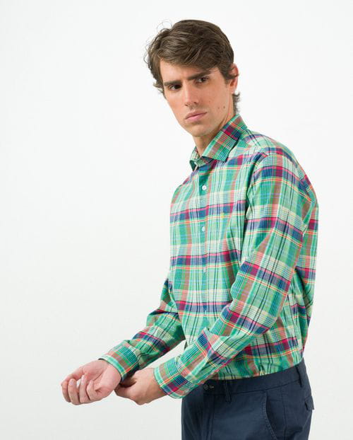 Etiem Camisa sport relaxed fit en cuadro madrás de algodón Grandes ahorros