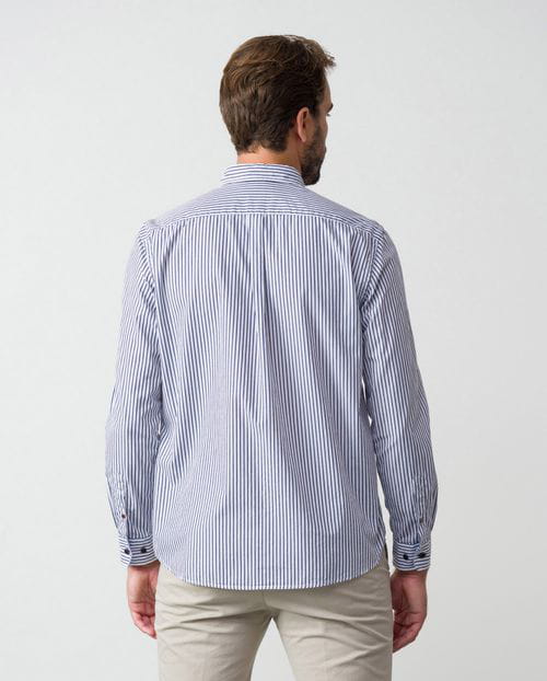 Etiem Camisa de rayas bicolor regular fit en algodón y con botón en el cuello Rebajas de fin de temporada
