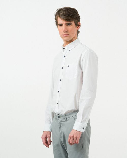 Etiem Camisa sport regular fit en popelín liso de algodón 2025