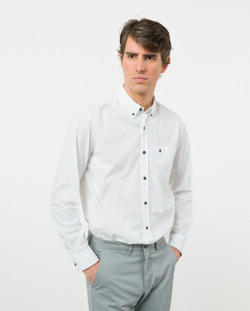 Etiem Camisa sport regular fit en popelín liso de algodón 2025