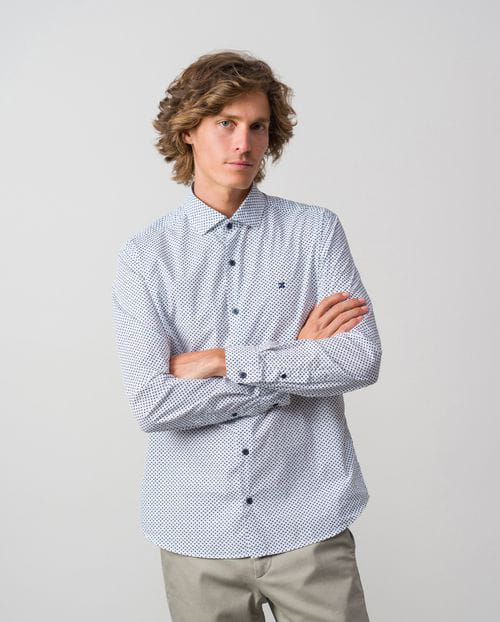 Etiem Camisa sport slim fit en algodón con estampado de florecitas En línea