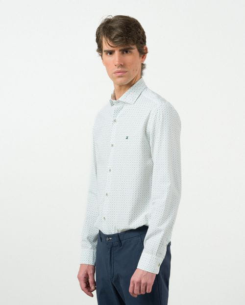 Etiem Camisa sport slim fit en estampadito floral de algodón Outlet