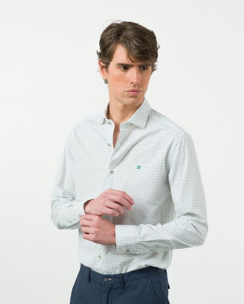Etiem Camisa sport slim fit en estampadito floral de algodón Outlet