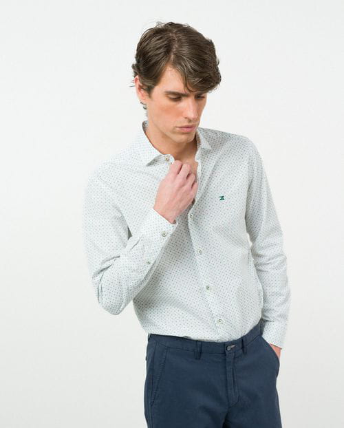 Etiem Camisa sport slim fit en estampadito floral de algodón Outlet