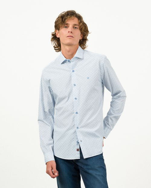 Etiem Camisa sport slim fit en estampadito estrella de mar de algodón Outlet online