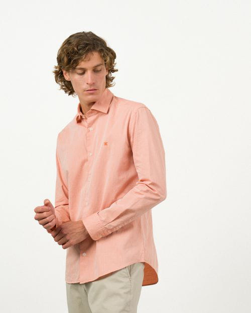 Etiem Camisa sport slim fit en microestructura de algodón Ofertas