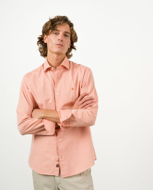 Etiem Camisa sport slim fit en microestructura de algodón Ofertas