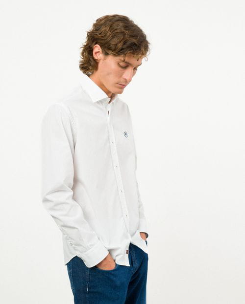 Etiem Camisa sport slim fit en popelín de algodón Venta caliente