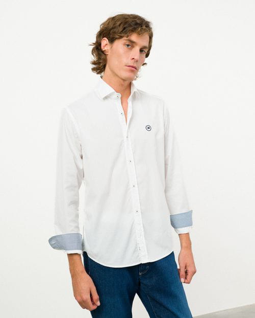 Etiem Camisa sport slim fit en popelín de algodón Venta caliente