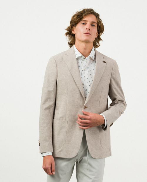 Etiem Americana regular fit desestructurada en pata de gallo de algodón-lino Gran oferta