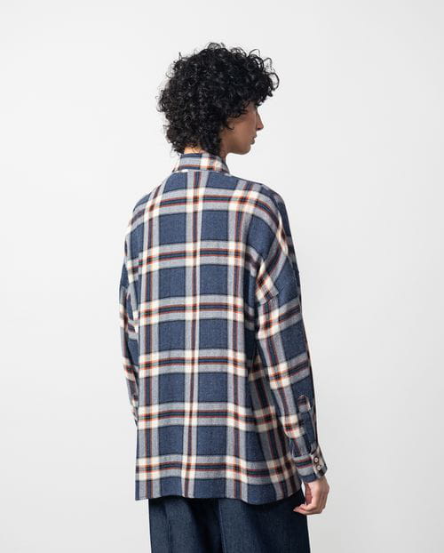 Etiem Camisa amplia en cuadro Madrás de lana-viscosa Mejor oferta