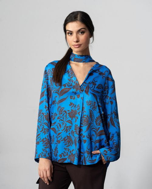 Etiem Blusa escote pico estampada Rebajas online