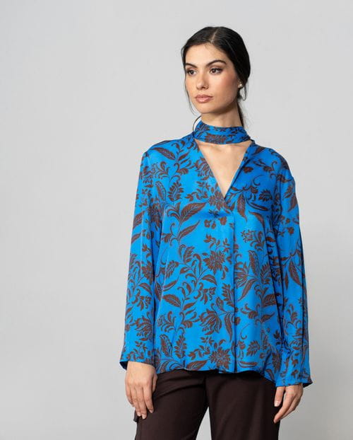 Etiem Blusa escote pico estampada Rebajas online