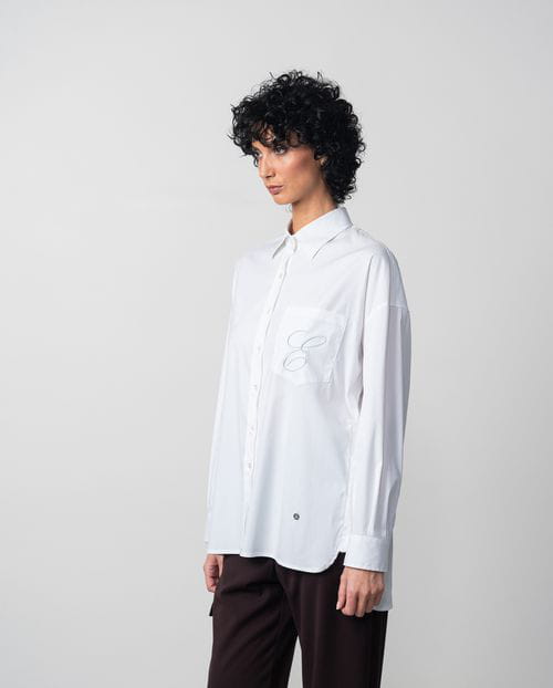 Etiem Camisa amplia de popelín con 'E' bordada en bolsillo Rebajas top