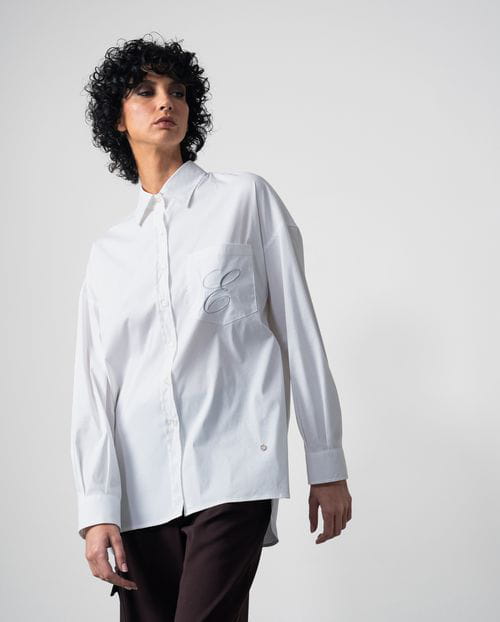 Etiem Camisa amplia de popelín con 'E' bordada en bolsillo Rebajas top