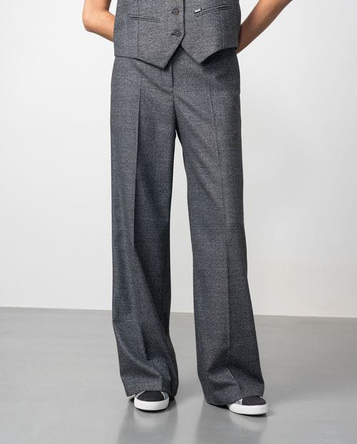 Etiem Pantalón ancho en franela de cuadro de Gales ÚLTIMAS EDICIONES