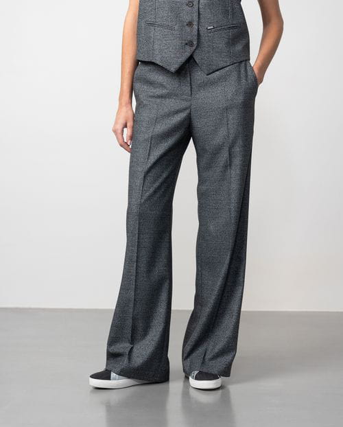 Etiem Pantalón ancho en franela de cuadro de Gales ÚLTIMAS EDICIONES