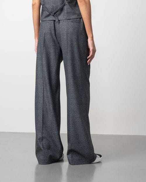 Etiem Pantalón ancho en franela de cuadro de Gales ÚLTIMAS EDICIONES