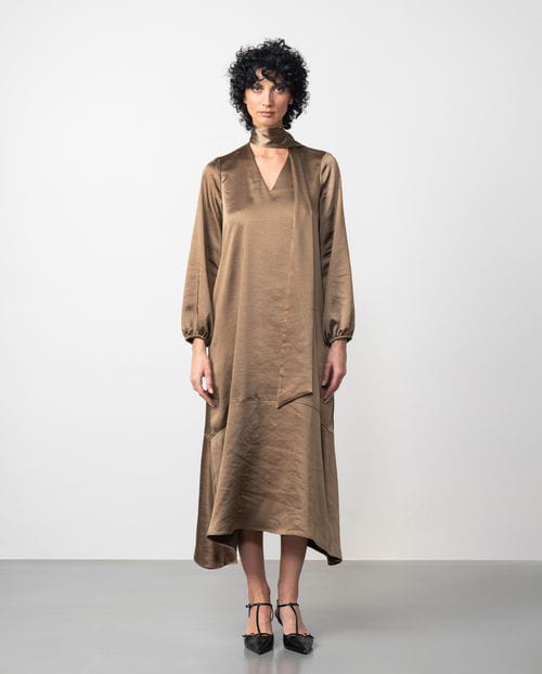Etiem Vestido midi con fular en tejido satinado Precio de fábrica