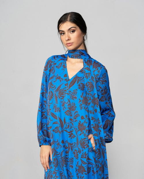 Etiem Vestido midi con fular en tejido estampado Promoción por tiempo limitado
