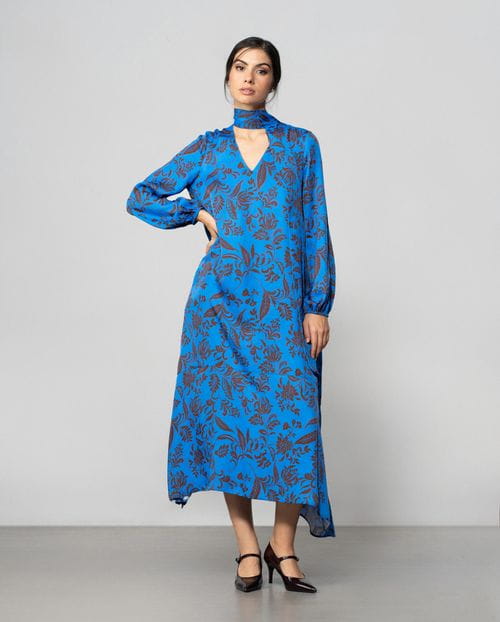 Etiem Vestido midi con fular en tejido estampado Promoción por tiempo limitado
