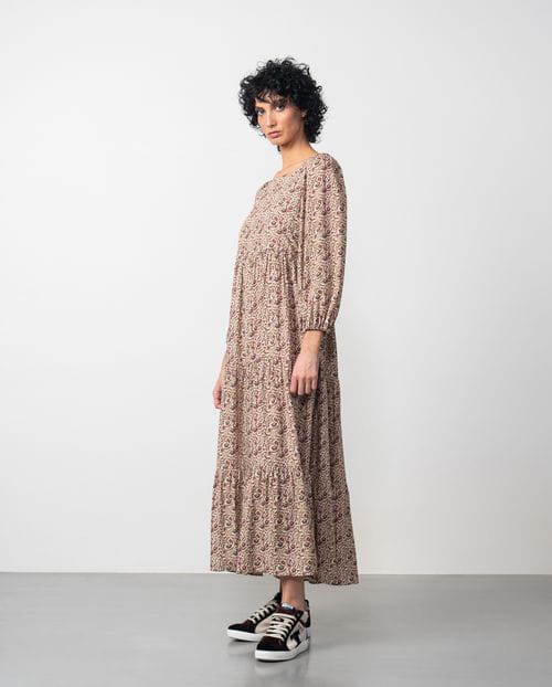 Etiem Vestido largo fruncido en viscosa estampada Solo hoy