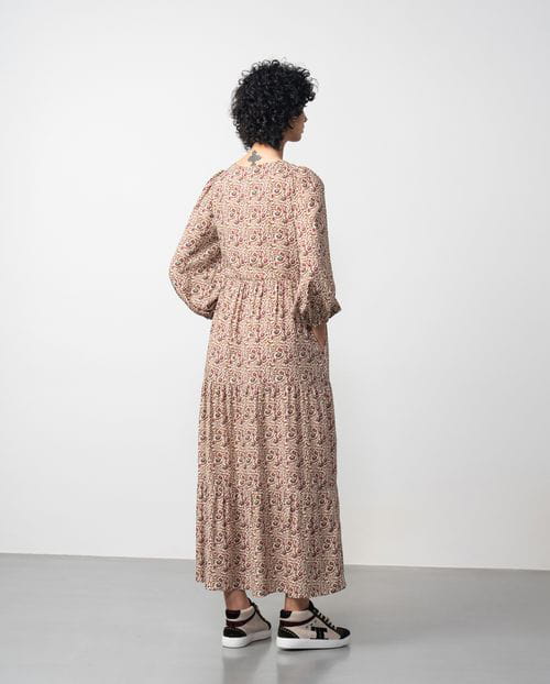 Etiem Vestido largo fruncido en viscosa estampada Solo hoy