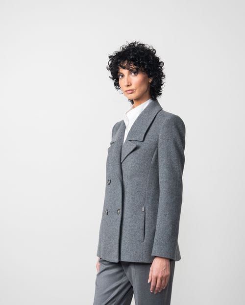 Etiem Chaqueta cruzada de muflón con solapas pequeñas Ofertas especiales