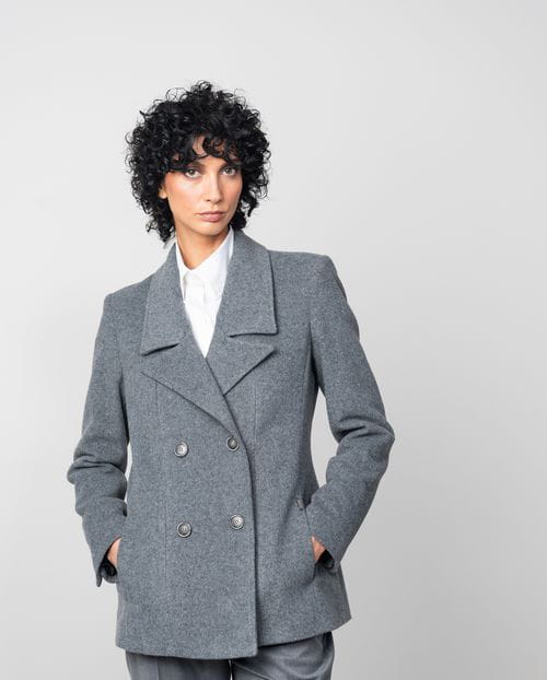Etiem Chaqueta cruzada de muflón con solapas pequeñas Ofertas especiales