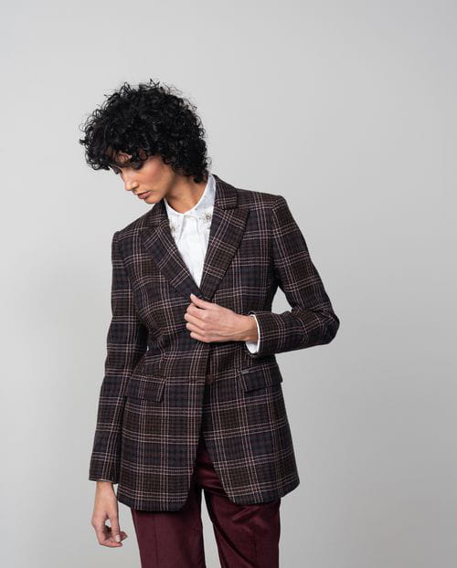 Etiem Chaqueta americana entallada en cuadro Tartán Grandes ahorros