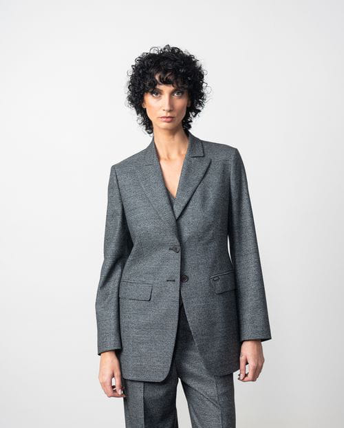 Etiem Chaqueta entallada en franela de cuadro Gales Rebajas de fin de temporada