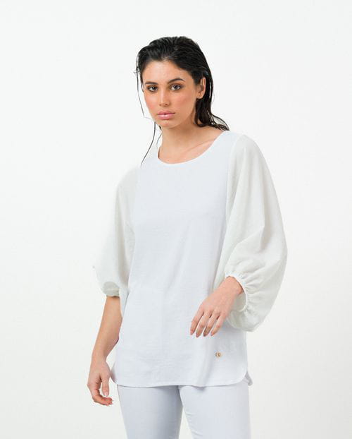 Etiem Camiseta combinada de manga fruncida abullonada Precio ultrabajo
