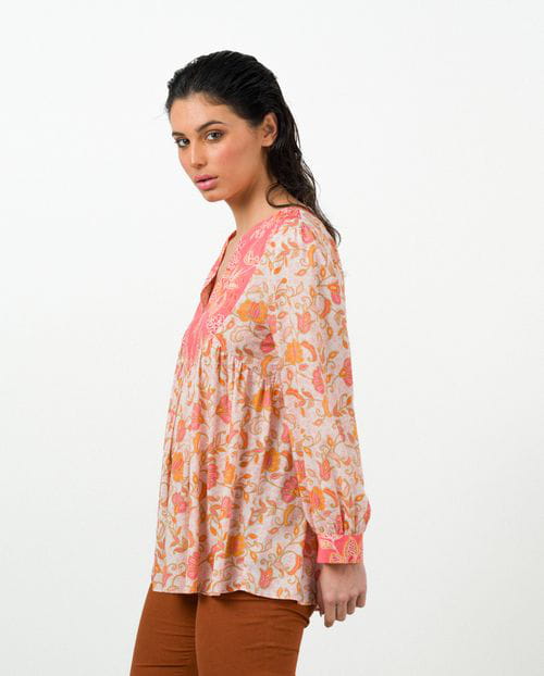 Etiem Blusón fluido de estampados combinados Outlet