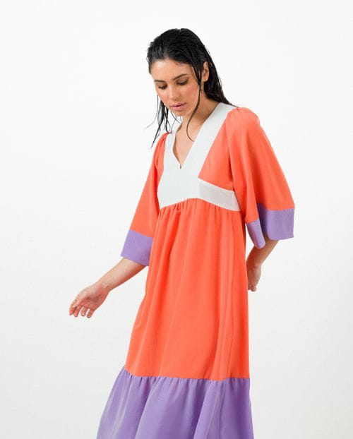 Etiem Vestido midi de paneles contrastados Gran oferta