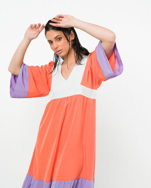 Etiem Vestido midi de paneles contrastados Gran oferta