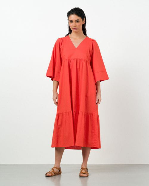 Etiem Vestido midi de vuelo en lino-viscosa Rebajas baratas