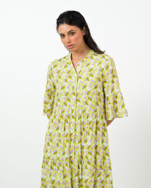 Etiem Vestido midi estampado con vuelo en paneles y botones Los más vendidos
