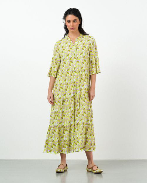 Etiem Vestido midi estampado con vuelo en paneles y botones Los más vendidos