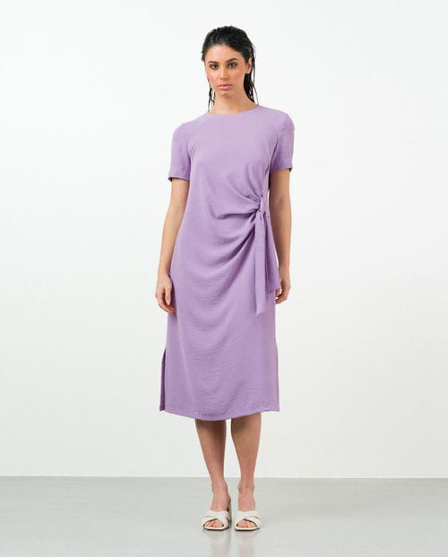 Etiem Vestido midi semi-entallado con nudo en la cintura Ventas relámpago