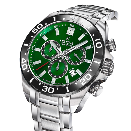 Festina RELOJ FESTINA SWISS MADE CHRONO SWISS MADE F20042/3 VERDE CORREA DE ACERO INOXIDABLE 316L HOMBRE Devoluciones gratuitas