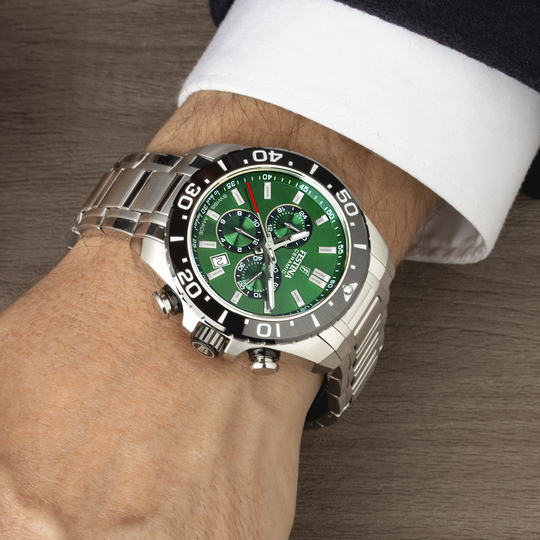 Festina RELOJ FESTINA SWISS MADE CHRONO SWISS MADE F20042/3 VERDE CORREA DE ACERO INOXIDABLE 316L HOMBRE Devoluciones gratuitas