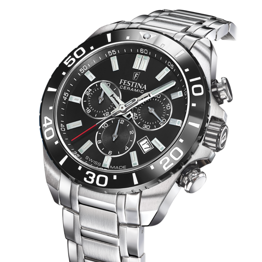 Festina RELOJ FESTINA SWISS MADE CHRONO SWISS MADE F20042/4 NEGRO CORREA DE ACERO INOXIDABLE 316L HOMBRE 2025