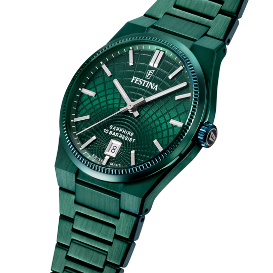 Festina RELOJ FESTINA SWISS MADE RIVÉ F20079/1 VERDE CORREA DE ACERO INOXIDABLE 316L HOMBRE Outlet online