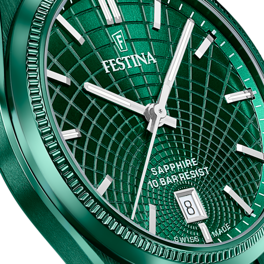 Festina RELOJ FESTINA SWISS MADE RIVÉ F20079/1 VERDE CORREA DE ACERO INOXIDABLE 316L HOMBRE Outlet online
