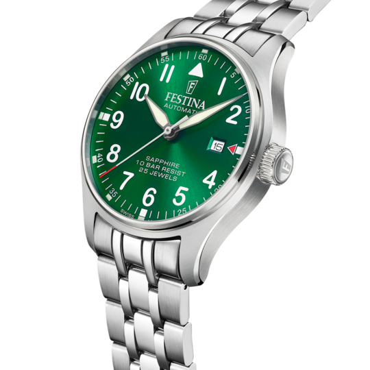 Festina RELOJ FESTINA SWISS MADE AUTOMATIC F20151/B VERDE CORREA DE ACERO INOXIDABLE 316L HOMBRE Venta caliente