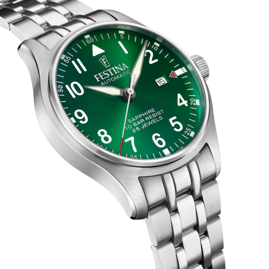 Festina RELOJ FESTINA SWISS MADE AUTOMATIC F20151/B VERDE CORREA DE ACERO INOXIDABLE 316L HOMBRE Venta caliente
